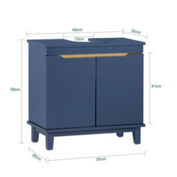 Sobuy Bzr113-B,bathroom Vanity Unit Under Sink Storage Cabinet Navy ,blue,w60Xd30Xh58 - thumbnail 3