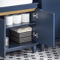Sobuy Bzr113-B,bathroom Vanity Unit Under Sink Storage Cabinet Navy ,blue,w60Xd30Xh58 - thumbnail 5