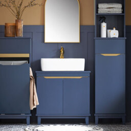 Sobuy Bzr113-B,bathroom Vanity Unit Under Sink Storage Cabinet Navy ,blue,w60Xd30Xh58 - thumbnail 2