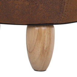 Beliani Cow Stool With Storage - Brown Faux Leather, Rubberwood Legs, Compact Nursery Pouffe - thumbnail 8