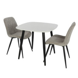 Core Products Aspen White 80Cm Square Dining Table With 2 Light Grey Cord Fabric Diamond Stitch Design Chairs - thumbnail 2