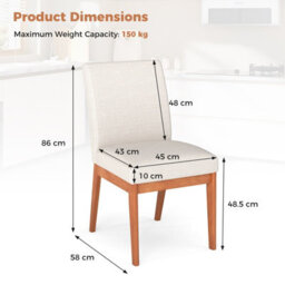 Costway Modern Kitchen Chair Set Of 2 Armless Dining Chair W/ Padded Seat - thumbnail 3