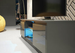 Aura Tv Unit 120Cm Dark Grey High Gloss Doors With Led Lighting - Creative Furniture - thumbnail 7