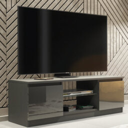 Aura Tv Unit 120Cm Dark Grey High Gloss Doors With Led Lighting - Creative Furniture - thumbnail 9