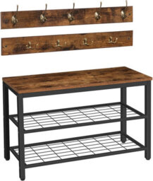 HOOBRO Hall Tree Coat Rack Shoe Bench Set, Diy, Entryway Shoe Rack With 9 Hooks, Coat Stand, Sturdy And Easy Assembly, Hallway Coat Hat B - thumbnail 7