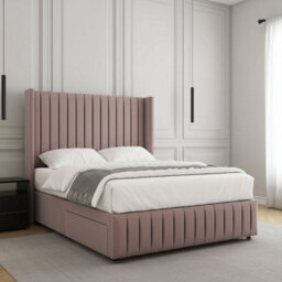 REGIONAL FURNISHINGS Divan Bed Set Pink Plush Velvet Upholstered 54Inch Headboard & Footboard 2Drawersfootend & Mattress In 4Ft 4Ft6 5Ft 6Ft - thumbnail 3