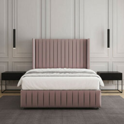 REGIONAL FURNISHINGS Divan Bed Set Pink Plush Velvet Upholstered 54Inch Headboard & Footboard 2Drawersfootend & Mattress In 4Ft 4Ft6 5Ft 6Ft - thumbnail 2