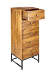 Elm Home And Garden Solid Mango Wood Tall 5 Boy Chest Of Drawers Dark Oak Finish 125Cm High X 48Cm Wide X 32Cm Fully Assembled - thumbnail 4