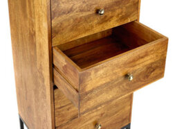 Elm Home And Garden Solid Mango Wood Tall 5 Boy Chest Of Drawers Dark Oak Finish 125Cm High X 48Cm Wide X 32Cm Fully Assembled - thumbnail 6