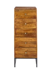 Elm Home And Garden Solid Mango Wood Tall 5 Boy Chest Of Drawers Dark Oak Finish 125Cm High X 48Cm Wide X 32Cm Fully Assembled - thumbnail 2