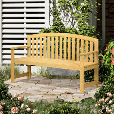 Outsunny 2 Person Garden Bench Wooden Outdoor Furniture With Armrest Orange - image 1