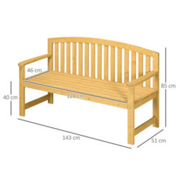 Outsunny 2 Person Garden Bench Wooden Outdoor Furniture With Armrest Orange - thumbnail 3