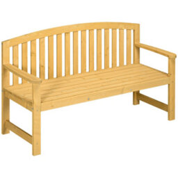 Outsunny 2 Person Garden Bench Wooden Outdoor Furniture With Armrest Orange - thumbnail 2