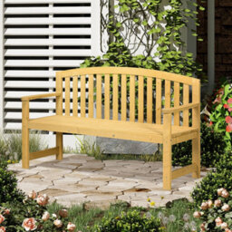 Outsunny 2 Person Garden Bench Wooden Outdoor Furniture With Armrest Orange - thumbnail 1