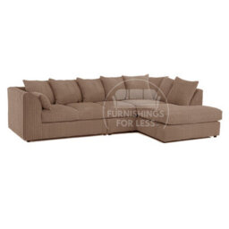 Furnishings For Less UK Luxor Coffee Jumbo Cord Large 5 Seater Corner Sofa Long Right Hand Facing - thumbnail 1