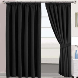 Imperial Rooms Blackout Curtain-Thermal Ready Made Pencil Pleat Curtain (2 Panel) For Living Room Curtain Black, (W)1.68Mx(L)2.28M