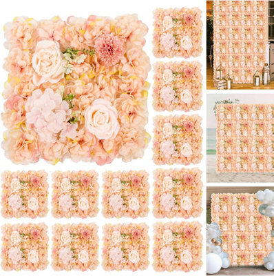 London Boutique Orange Artificial Flower Wall Panels, 12 Pack 38 X 38 Cm, 3D Silk Rose Backdrop, Wedding Party Photo Wall Decor - image 1