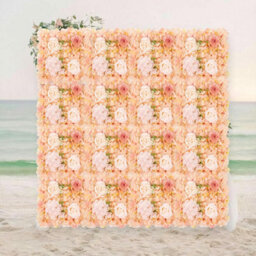 London Boutique Orange Artificial Flower Wall Panels, 12 Pack 38 X 38 Cm, 3D Silk Rose Backdrop, Wedding Party Photo Wall Decor - thumbnail 2