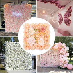 London Boutique Orange Artificial Flower Wall Panels, 12 Pack 38 X 38 Cm, 3D Silk Rose Backdrop, Wedding Party Photo Wall Decor - thumbnail 6