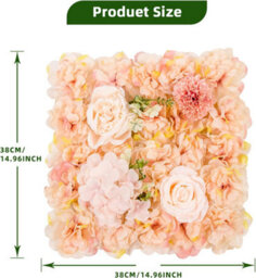 London Boutique Orange Artificial Flower Wall Panels, 12 Pack 38 X 38 Cm, 3D Silk Rose Backdrop, Wedding Party Photo Wall Decor - thumbnail 3