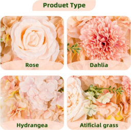 London Boutique Orange Artificial Flower Wall Panels, 12 Pack 38 X 38 Cm, 3D Silk Rose Backdrop, Wedding Party Photo Wall Decor - thumbnail 4
