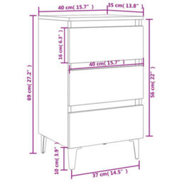 Walplus Bed Cabinet With Metal Legs Concrete Grey 40X35X69 Cm - thumbnail 9