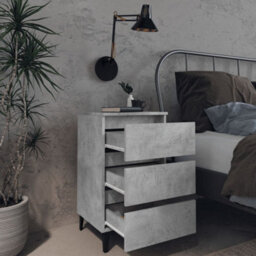 Walplus Bed Cabinet With Metal Legs Concrete Grey 40X35X69 Cm - thumbnail 3
