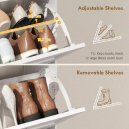 Homcom Narrow Shoe Cabinet, Shoe Storage Cabinet With 2 Flip Drawers, White - thumbnail 6
