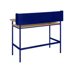Sweeek - Metal Desk With Wood Decor 3 Niches Blue 100.4X50.2X88 Cm - Molto - thumbnail 6