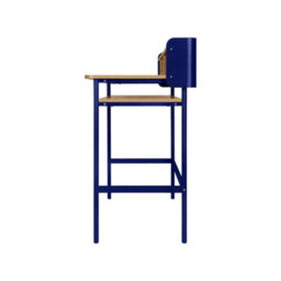 Sweeek - Metal Desk With Wood Decor 3 Niches Blue 100.4X50.2X88 Cm - Molto - thumbnail 4