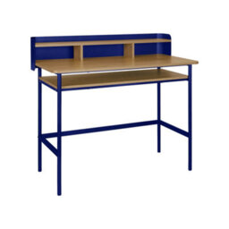 Sweeek - Metal Desk With Wood Decor 3 Niches Blue 100.4X50.2X88 Cm - Molto - thumbnail 2