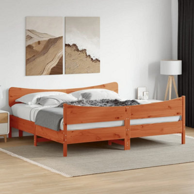 Berkfield Bed Frame Without Mattress Wax Brown 180X200 Cm Super King Solid Wood Pine - image 1