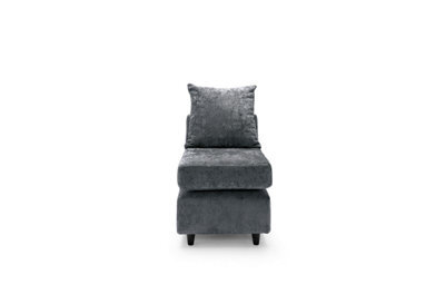 Abakus Direct Harriet Crushed Chenille Extension Unit In Dark Grey - image 1