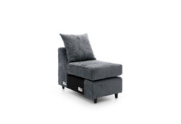 Abakus Direct Harriet Crushed Chenille Extension Unit In Dark Grey - thumbnail 2