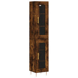Berkfield Highboard Smoked Oak 34.5X34X180 Cm Engineered Wood - thumbnail 2
