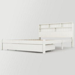 Btm White Wooden Storage Bed 4Ft6 Double With Shelves And Underbed Drawer 135X190Cm For Bedroom - thumbnail 3