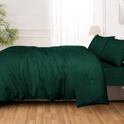 Ameha Plain 3-Piece Duvet Emerald Green Quilt Cover Breathable Microfiber Reversible King Set With Pillowcase 230 X 220 Cm - thumbnail 6
