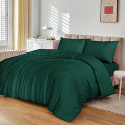 Ameha Plain 3-Piece Duvet Emerald Green Quilt Cover Breathable Microfiber Reversible King Set With Pillowcase 230 X 220 Cm - thumbnail 5