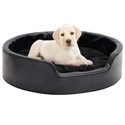 Vidaxl Dog Bed Black 69X59X19 Cm Plush And Faux Leather - image 1