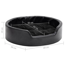 Vidaxl Dog Bed Black 69X59X19 Cm Plush And Faux Leather - thumbnail 3