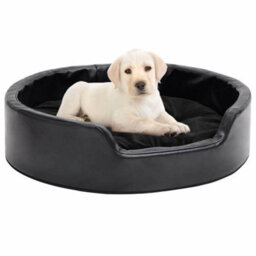 Vidaxl Dog Bed Black 69X59X19 Cm Plush And Faux Leather