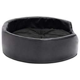 Vidaxl Dog Bed Black 69X59X19 Cm Plush And Faux Leather - thumbnail 4