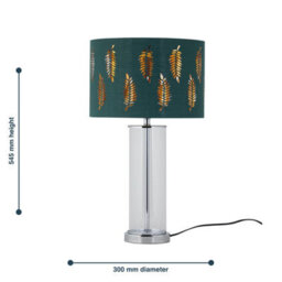 First Choice Lighting Aura - Chrome Table Lamp With Green Fern Cut Out Silver Inner Shade - thumbnail 8