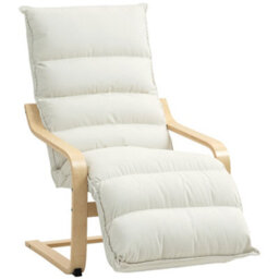 Homcom Birch Wood Lounge Chair For Living Room, Bedroom, Cream White - thumbnail 2