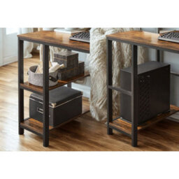 FURNOLD Industrial Rustic 120Cm Computer Desk With Adjustable Shelves - thumbnail 7