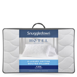 Snuggledown Luxury Cotton Quilted Pillow, Firm Support, 2 Pack - thumbnail 1