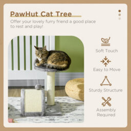Pawhut Cat Tree Scratching Post Activity Centre Climber Hanging Ball Grey - thumbnail 4