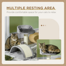 Pawhut Cat Tree Scratching Post Activity Centre Climber Hanging Ball Grey - thumbnail 6
