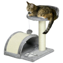 Pawhut Cat Tree Scratching Post Activity Centre Climber Hanging Ball Grey - thumbnail 2