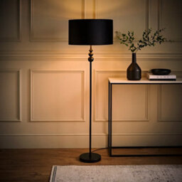 Valuelights Marissa Black Stacked Ball Floor Lamp With Black Velvet With Gold Inner Lamp Shade - thumbnail 5